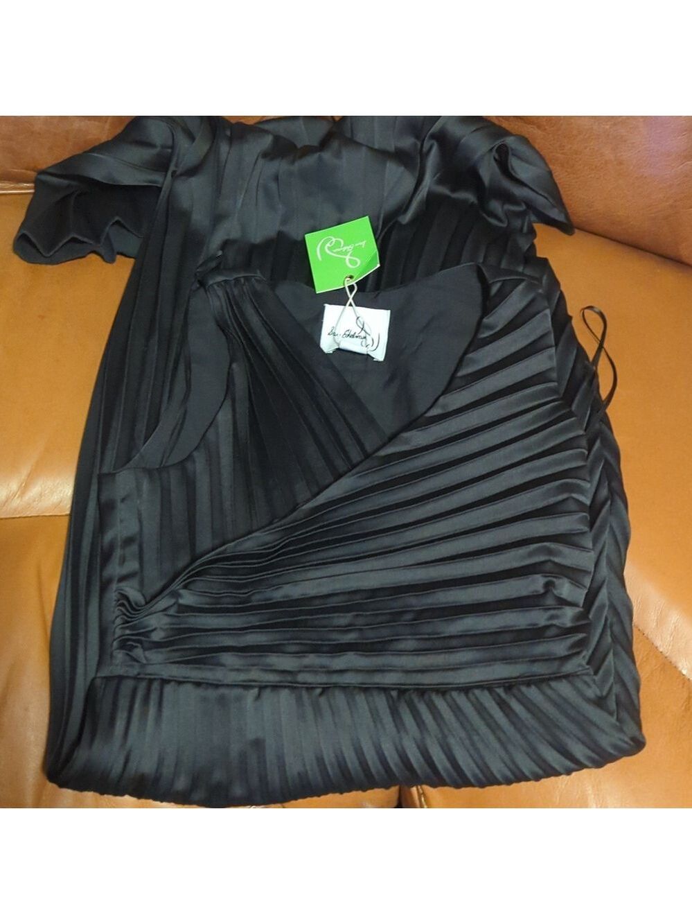 Sam Edelman Pleated Asymmetric Hem Satin Dress - Picture 8 of 12